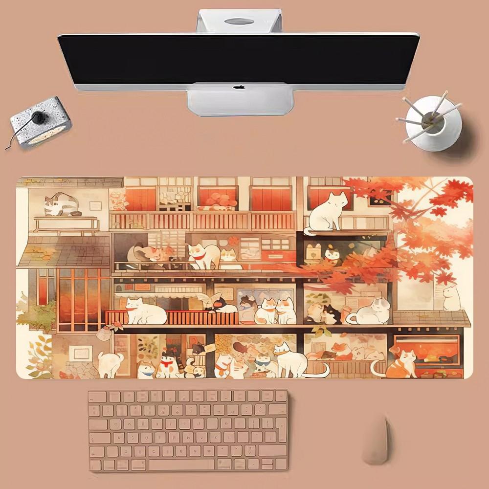 Cute Cat Mousepad Large Gaming Compute Gamer PC Keyboard Mouse Mat
