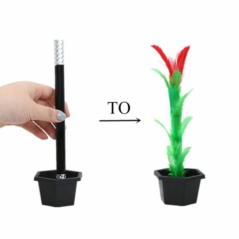 Magic Wand to Flower Easy Magic Trick Toys Close Up Flowerpot Wand Stage Show Prop Appearing Flower Trick Gift for Adults Kids