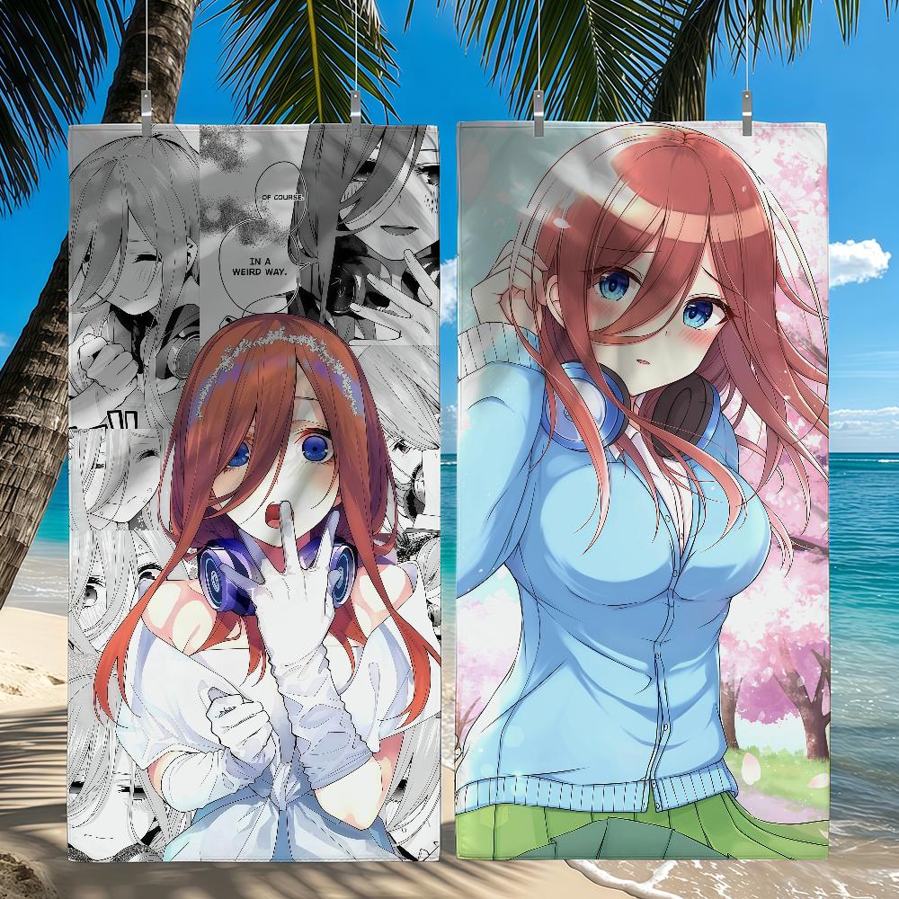 Anime Miku Nakano Handtuch Strand Dusche Bad Reise Leicht Hautfreundlich für Pool Camping Kreuzfahrt Sommer