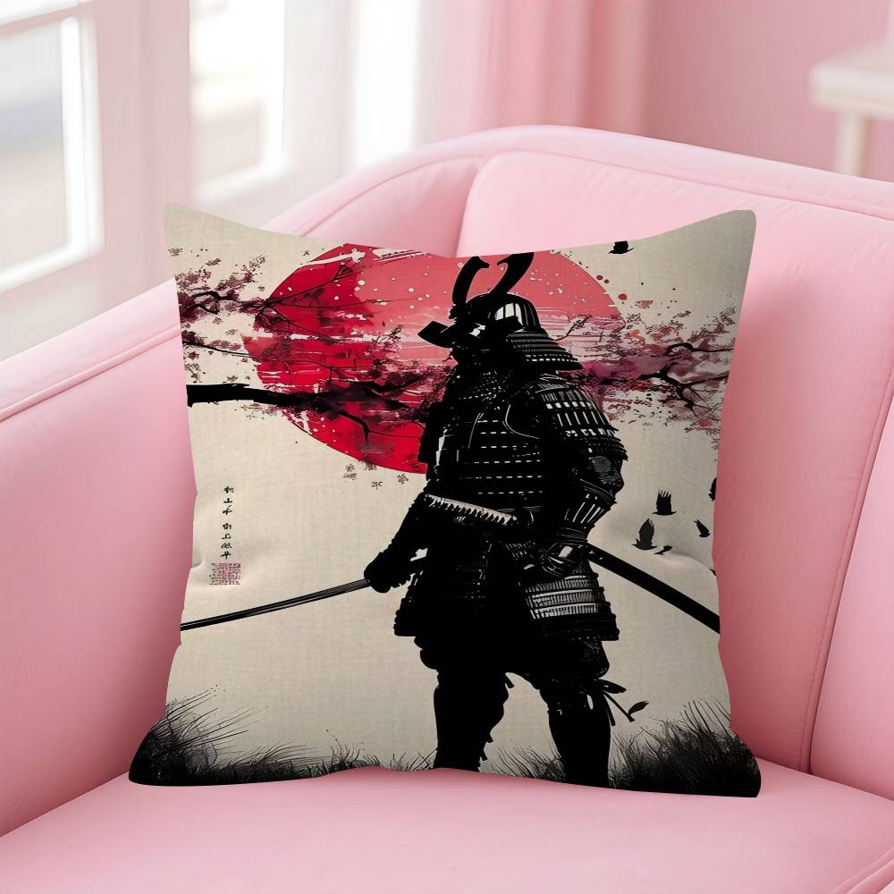 Landscape Samurai Geisha Bonsai Torii Gate Sakura Pillow Cover For Bedroom Room And Living Room Sofa Decorative Cushion Cover