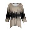 Women 3/4 Sleeve Tunic Prints Tops For  Loose Fit Casual Blouses V Neck T Shirts With Asymmetrical Hem