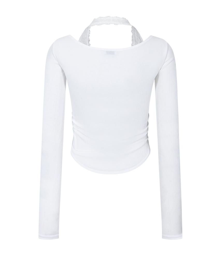 Peullijeunopallou Amelia Lace Halter Long Sleeve Top (Ivory)