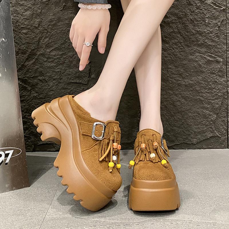 Fashion Womens Loafers Shoes All-Match Female Footwear Clogs Platform Slip-on Summer New Comfortable Dress Creepers Spring Lace-Up
