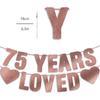 Pre-Strung 75th Birthday Banner - Rose Gold Glitter, Happy 75th Birthday Party Decorations for Women, Cute 75 Year Old Anniversary Decor Bday Sign
