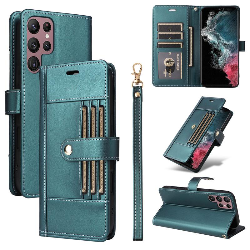 Clamshell Leather Wallet Case For Samsung Galaxy S22 Ultra S21 Plus S20 FE 5G 4G Flip Cover Phone Cases all-inclusive Business