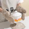 Oven Gloves 2Pcs Thick Heat Resistant Gloves Microwave Oven Gloves Anti-Scalding Printed Gloves Kitchen Baking