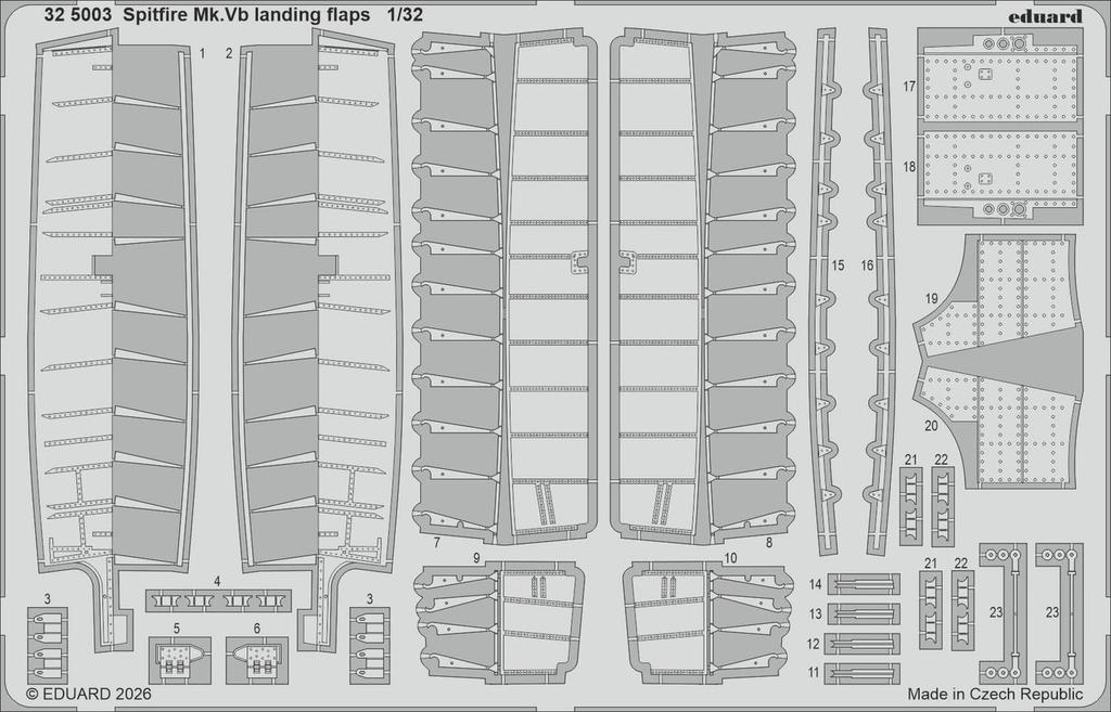 eduard Supermarine Spitfire Flap di Atterraggio Parti Incise Kotali Parti di Modello in Plastica EDU325003 1/32 Mk.Vb (per i modelli) (Aeromobile)