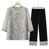 Elderly Women's Chinese Style Floral Shirt Set