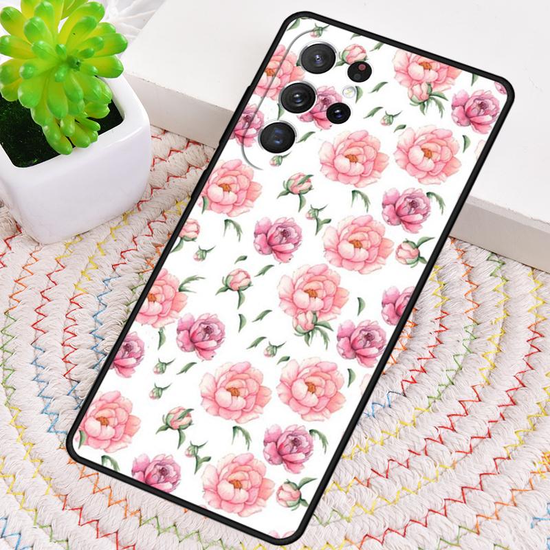 Peony Delicate Flower Silicone Phone Case For Samsung Galaxy note 10 pro S26 S25 S24 S23 S22 S21 Plus S25Ultra Capa Cover