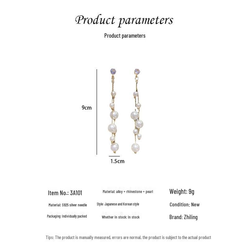 925 Sterling Silver Pearl Tassel Earrings - Trendy Korean Style Women's Ear Drops
