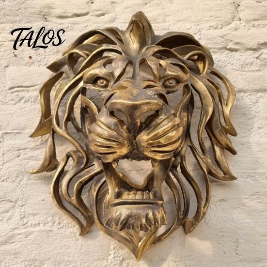 Wall Sculpture for Living Room Lion Sculpture, Resin Retro Bronze Decorative Art, 3D Animal Head Modern Artistic Accents Figurine, Hollow Hanging