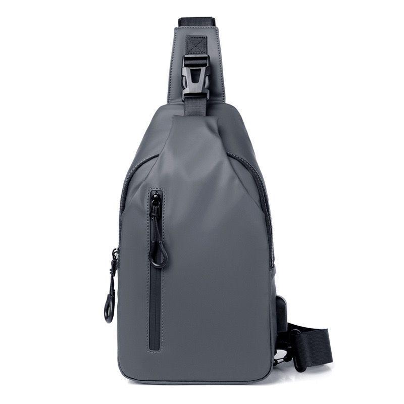 

Men s Crossbody Chest Bag: Large Capacity, Water-Resistant, Logo Customizable, Sports Style Backpack. серый