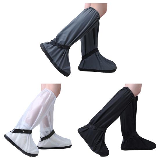 1 Pair Rainproof Shoe Covers Waterproof Non-Slip PVC Puncture Resistant Thickened Shoe Covers with Adjustable Elastic Band