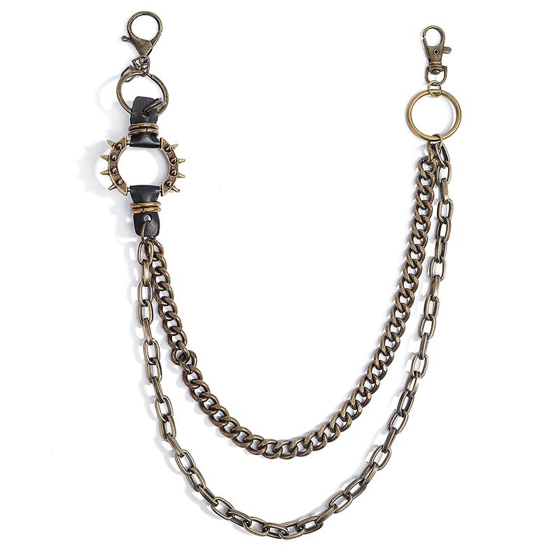 Punk Hüftketten, Hip Hop Hosenketten mit Stacheln, Retro Metallgürtel für Hosen, Handtaschen- und Bekleidungsdekoration, Rockstil