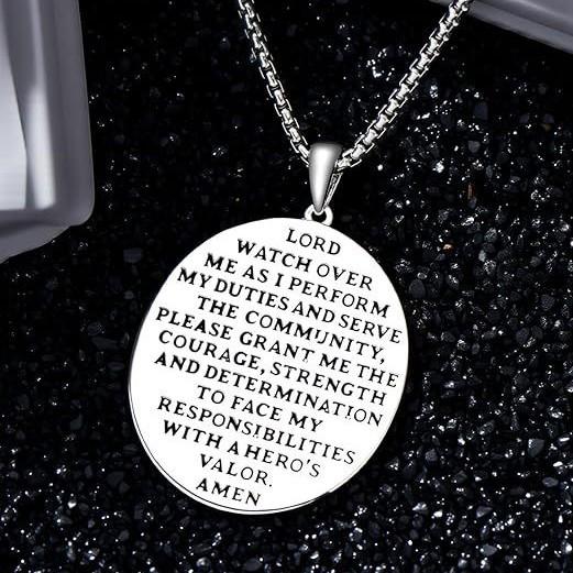 Saint Patron des Pompiers Médaille Ovale Collier Pendentif en Acier Titane Bijoux