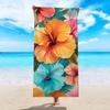 1pc tropical plant flower beach towel, quick drying absorbent swimming towel, suitable for sports, camping, yoga, swimming