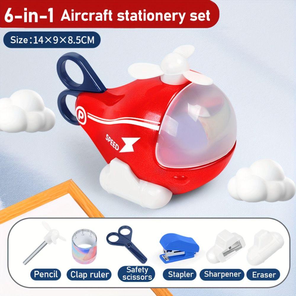Pencil Eraser 6 In 1 Desk Stationery Detachable Stationery Helicopter Toy  Desk Decor