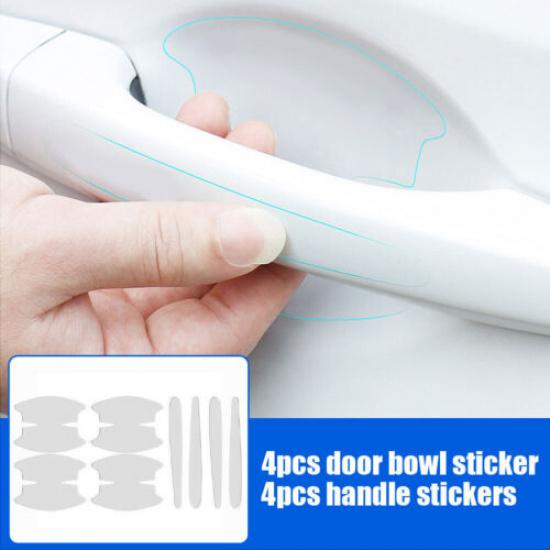 8Pcs/Set Car Door Bowl Handle Anti-scratch Clear Protection Film Sticker Decal