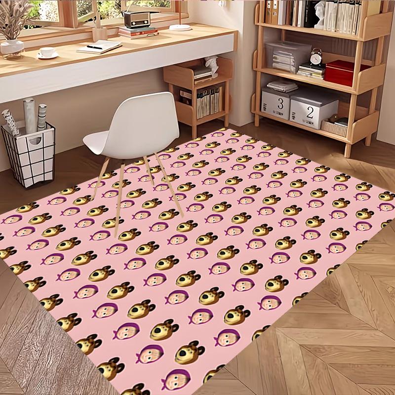 Masha and The Bear Print Rug, Washable Floor Carpet, For Entryway Dorm Laundry Room Office Study, Home Decor Birthday Christmas Gift