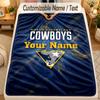 Flannel BlanketNorth Queensland Cowboys Custom Name Text Personalized Soft Warm Throw Blanket Home Decor Gift