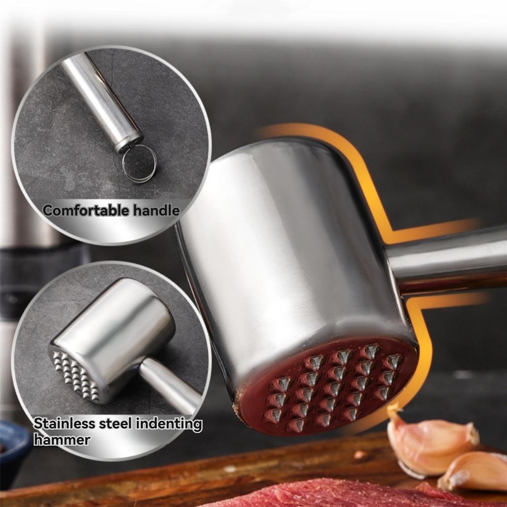 1 Stück Fleischhammer aus Edelstahl, Fleischklopfer, Haushalts-Fleischhammer aus Edelstahl, Steak doppelseitiger zarter Fleischha
