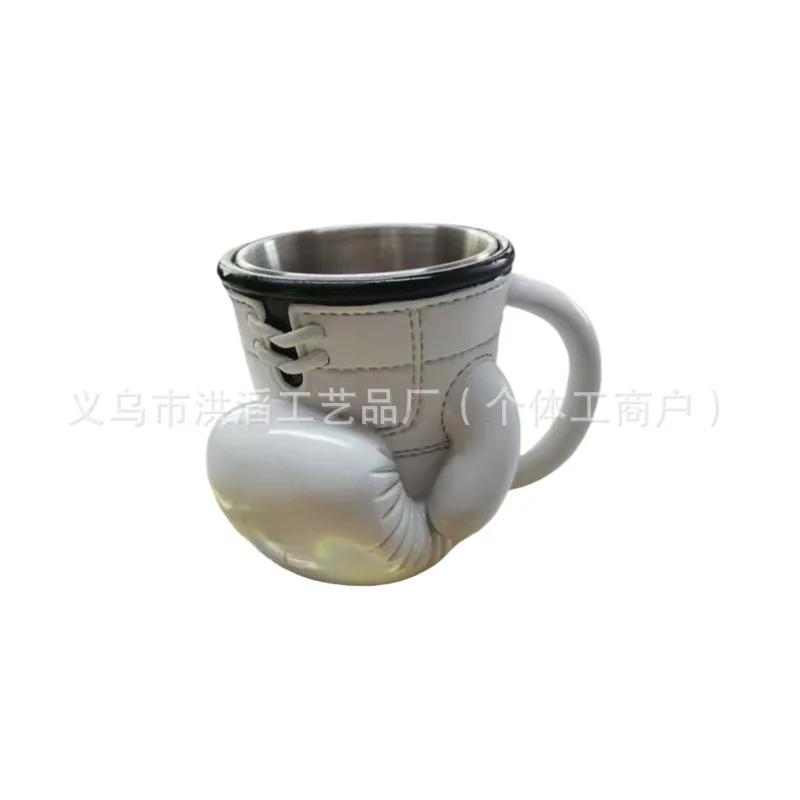 

Hot Popular Boxing Gloves Mugs Stainless Steel Cups Coffee Cups Resin Handicrafts Desktop Ornaments Funny Water Cup Couple Style 401-500ml білий