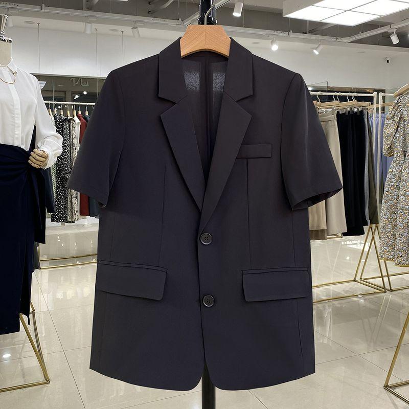 

2025 Summer Thin New Black Short Small Suit Outwear Women s Short Sleeve Easiest for Match Slim Looking Professional Tailored Suit Black L(52.50 kg-57.50 kg presale 7 days)