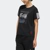 Adidas Neo Mulan Text Striped Print Sports T-Shirt Women Tops Black GK5899