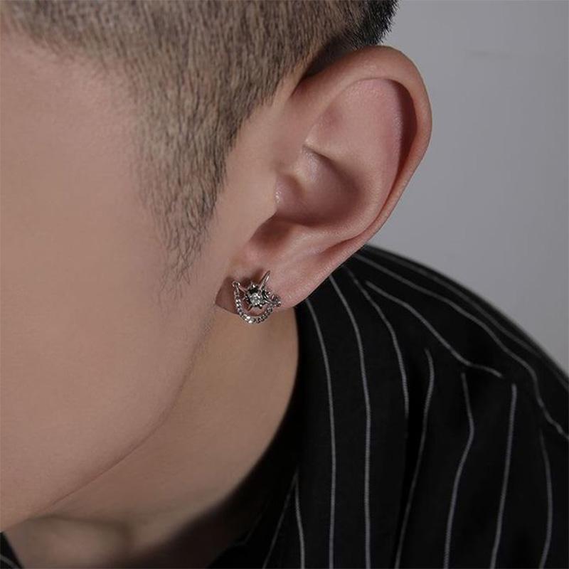 Vintage Zircon Star Chain Earings For Men Unisex Gothic Punk Hiphop Fashion Earings High-end Designer Jewelry Accessories Gift