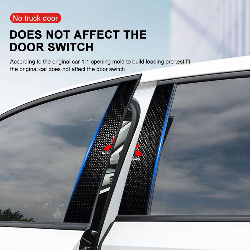 2Pcs Car Logo Center Pillar Protective Film Anti-scratch Sticker Decal For Mitsubishi Lancer Ralliart 10 3 9 EX Outlander 3 ASX L200 Accessories