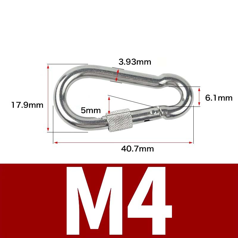 1-2pcs 304 Stainless Steel Spring Snap Multifunctional Carabiner Quick Link Lock Hook With Screw Nut M4 M5 M6 M7 M8 M9 M10