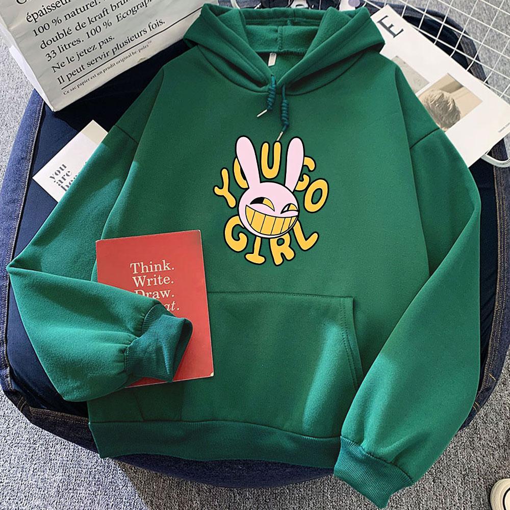 The Amazing Circus Rabbit Hoodies Long Sleeve Cartoon Graphic Sweatshirts Winter Fleece Casual Kawaii Printing Hooded