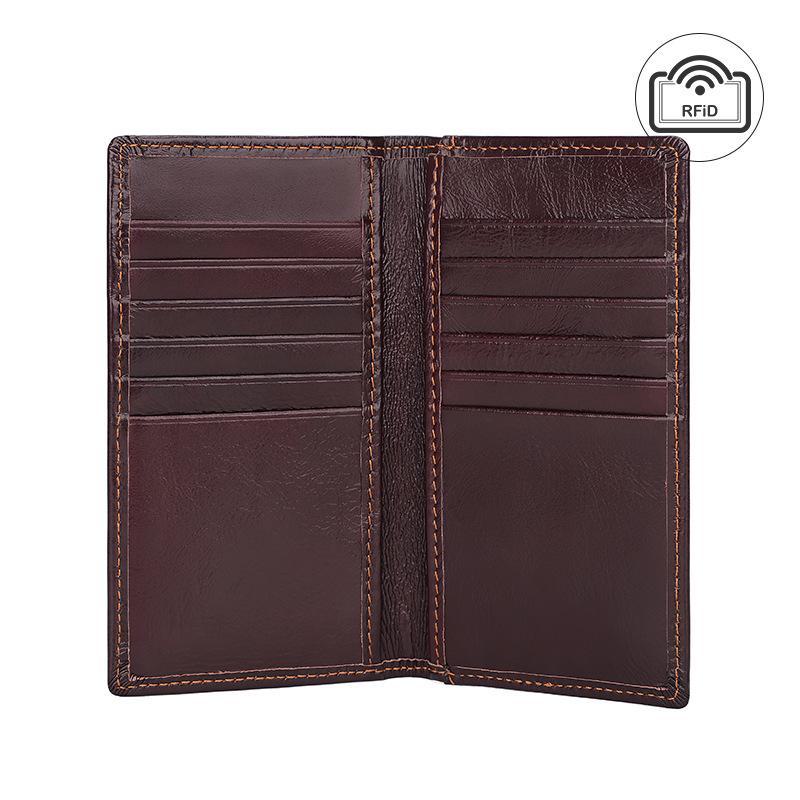 Jiameida Retro RFID Anti-Theft Leather Wallet & Coin Bag