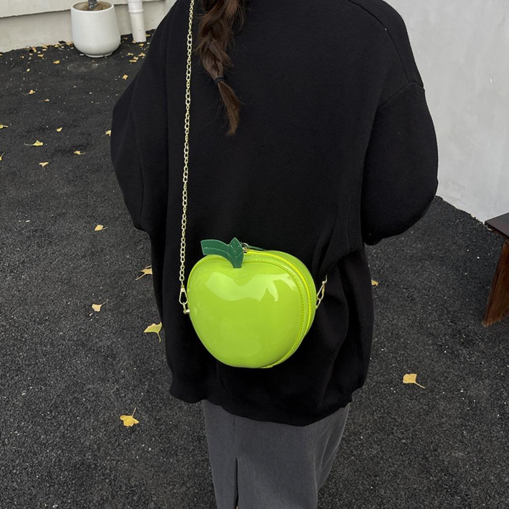 Coin Purse Fruit Shape Chain Bag Large Capacity Solid Color Leather Round Pouch Anti-splash Water Polyester Purses and Handbags