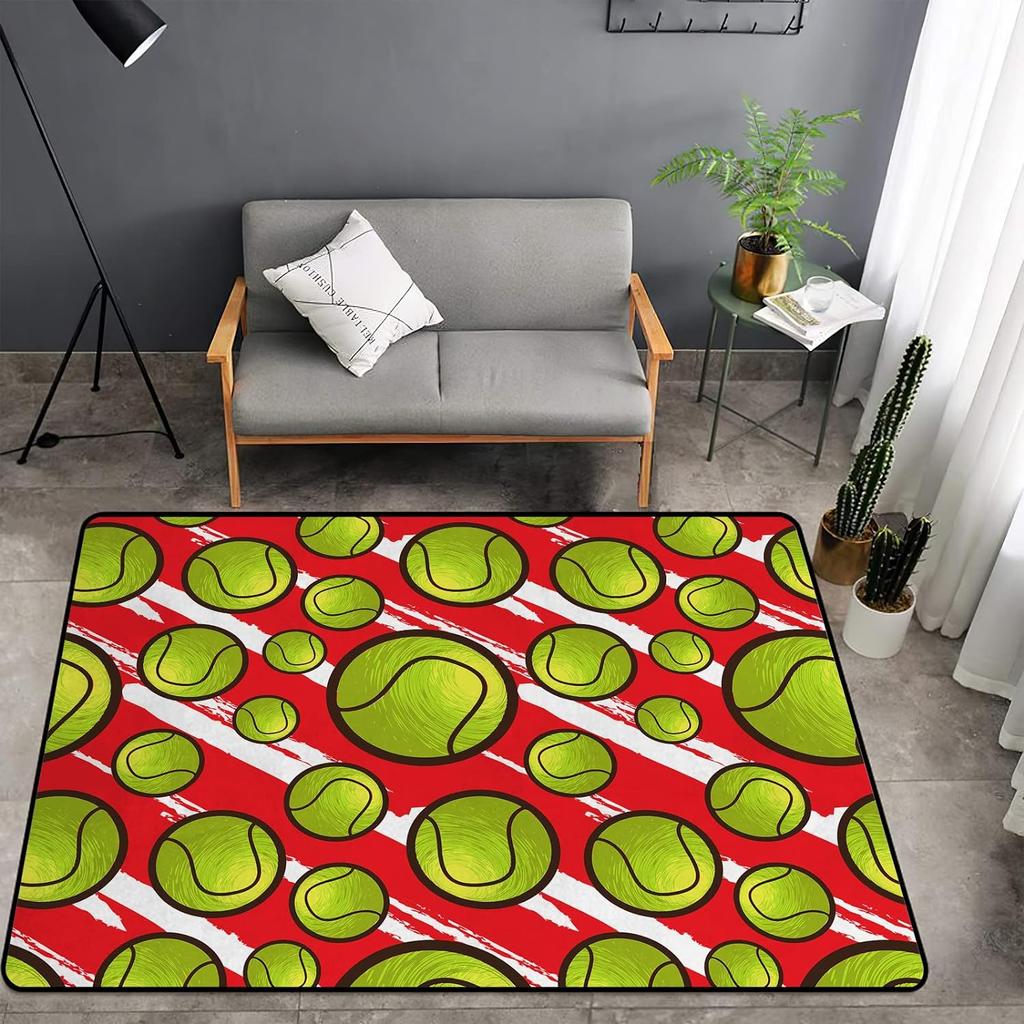 Lustiger Sport Tennis Teppich für Schlafzimmer Badezimmer Weich Rutschfest Tennisplatz Indoor Bodenmatte Kinder Jungen Ballspiel Wohnzimmer Teppiche