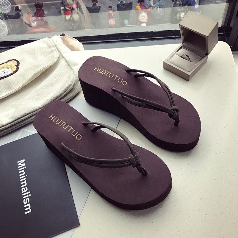 Women's Fashionable 7cm Platform Flip-Flop Slides - Non-Slip Beach Thong Slippers