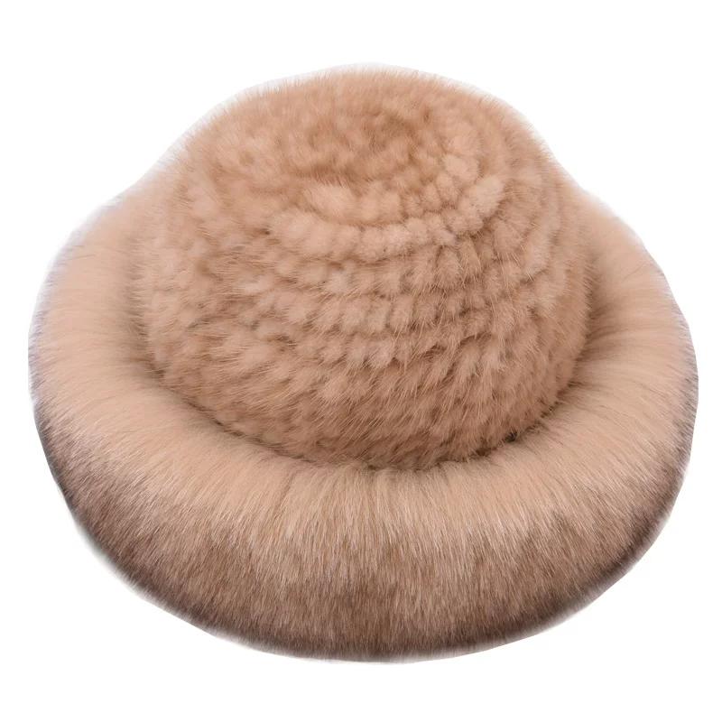 Fur Hat Scarf Set Women's Winter Warm Real Hair Winter Bucket Hat Winter Fashion Mink Two-piece Set