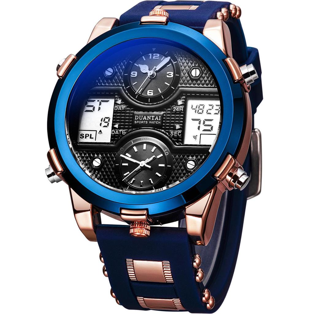 DUANTAI Military Watch: Dual Movement, Dual Display, Luminous, Multi-Function, Waterproof Sports Watch.