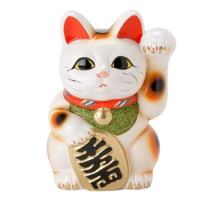 White Small Oval Cat 6 Size Left Hand Inviting Tokoname Ware