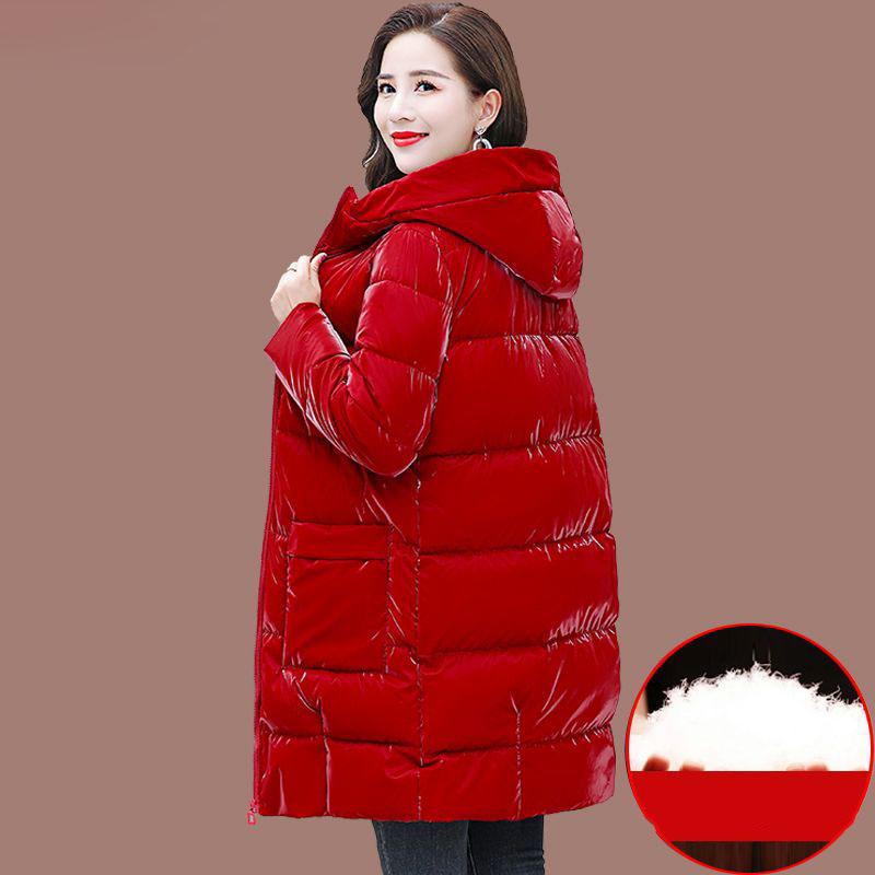 Women Winter Coats Jackets Fashion Down Cotton Bright Clothes Green Print Parkas Mother