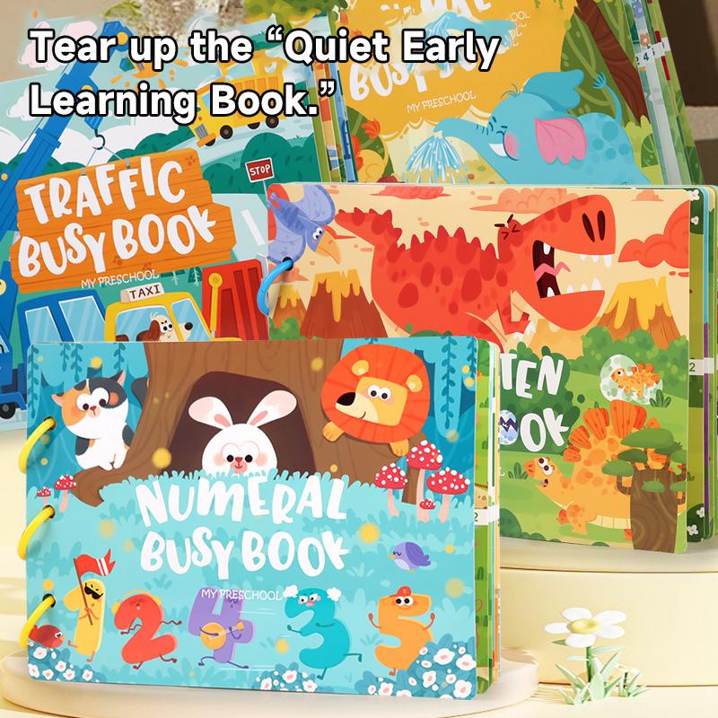 Carte liniștită ocupată pentru bebeluși Montessori autocolant magic Jucărie pastă lecturi potrivire numere Joc de puzzle pentru copii Jucării de iluminare Cadouri