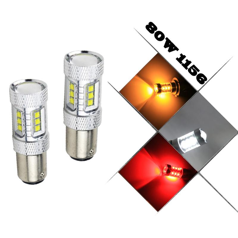 High Power S25 1156 BA15S BAU15S 80W P21W LED Car Reverse Backup Lamp Sourcing Light White/Red/Yellow Headlight Driving Light