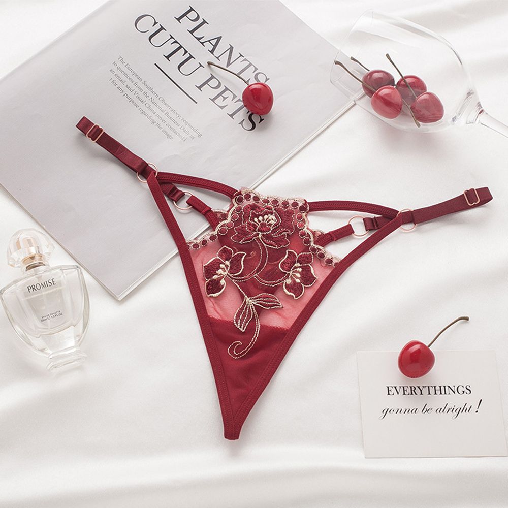 waist Flower Embroidery Girls Lace Bow Panties Seamless  Briefs Women  T-back Ladies Bandage Thongs