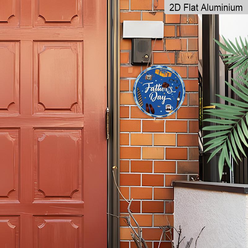 2D Flat 1pc, 8x8 in, Happy Father's Day aluminum metal logo, family gift window decoration, porch, room, home, wall decoration, easy to hang