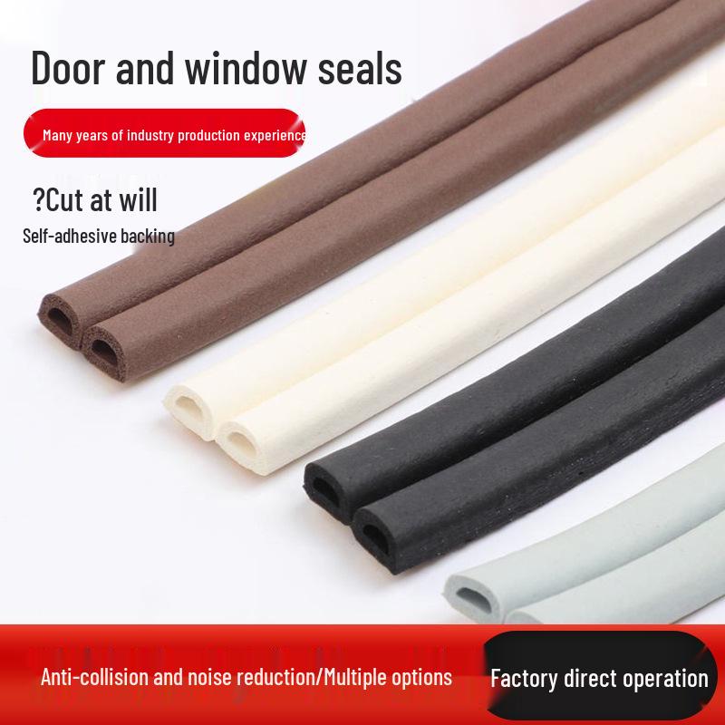 D-Type Soundproof Door & Window Rubber Seal Strip - Windproof, Self-Adhesive, Anti-Collision for Bedroom Gaps