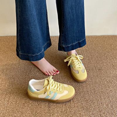 Blaue Schuhe Damen Frühling neue flache Retro vielseitige lässige Board-Schuhe Plateau Sportschuhe Damen