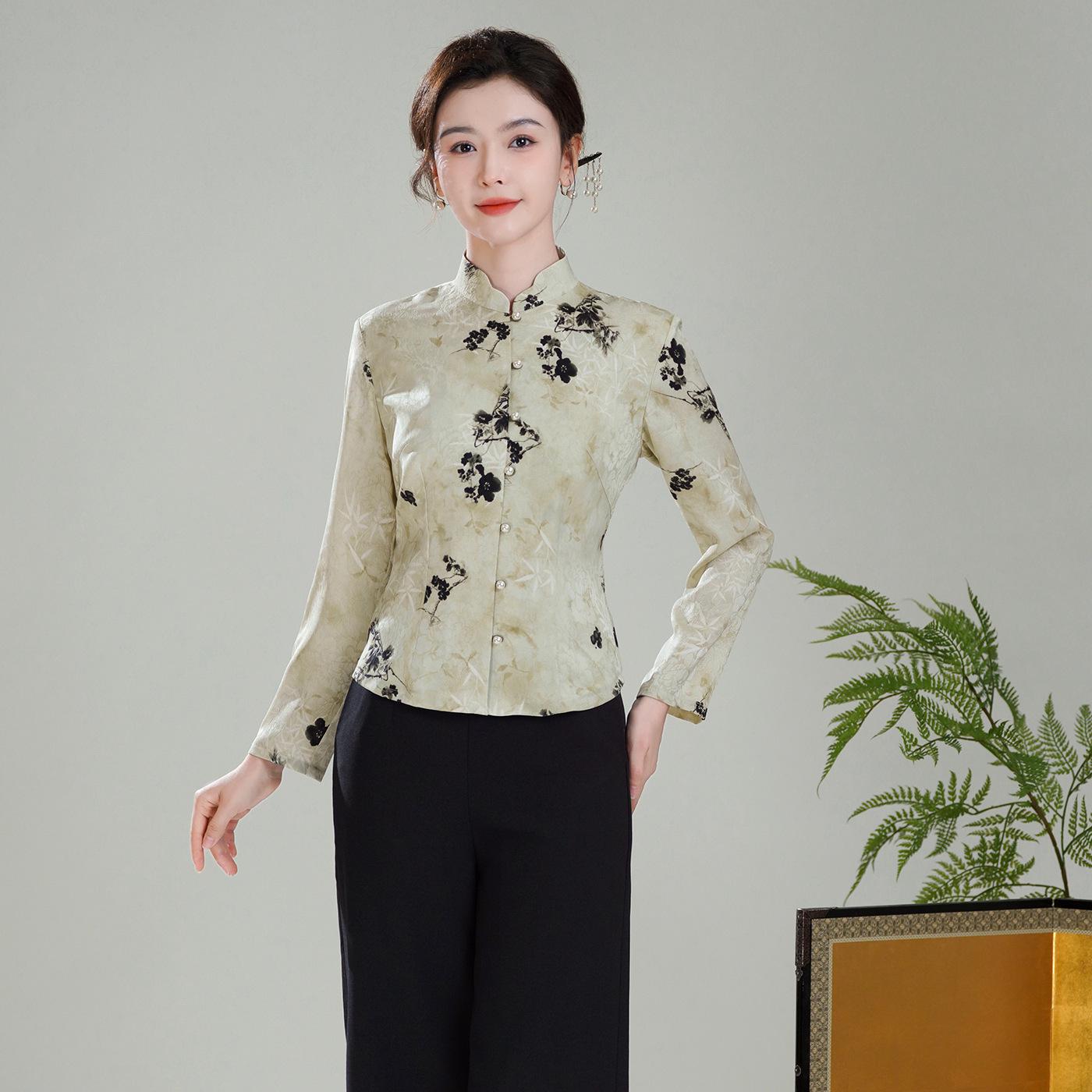 

Осенний костюм Тан Ципао 2025: Новая китайская короткая куртка с застежкой спереди 3XL