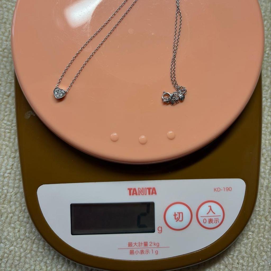 Used STAR JEWELRY Heart Necklace k18 WG 0.04ct