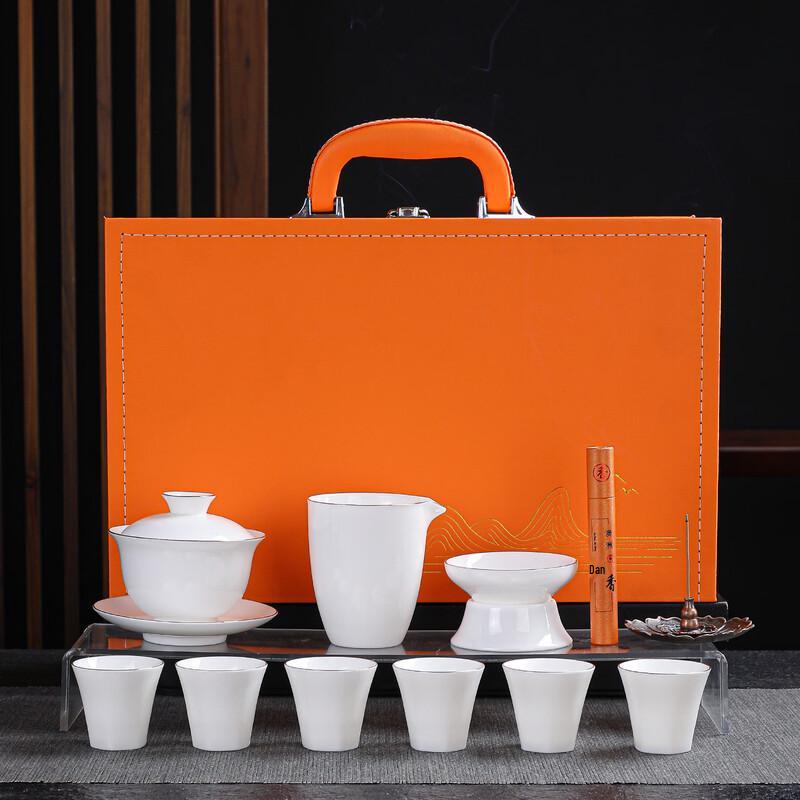 Lard Jade White Porcelain Gaiwan Tea Set