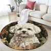 Leaves and Bichon Pattern Round rug,Carpet Rug for Living Room Bedroom Playroom ,Non-slip Floor Mat,Holiday Gifts and Birthday Gifts.